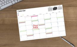 calendar desk keyboard
