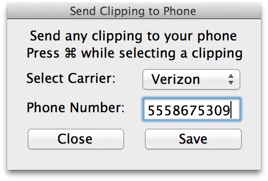 Clipr SMS Settings
