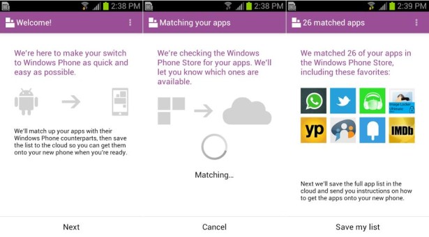 Android Switch to Windows Phone App