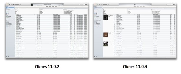 iTunes 11.0.3 Improved Songs View
