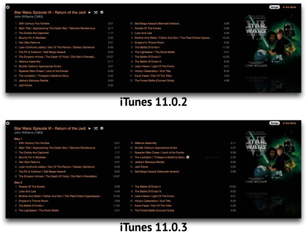 iTunes 11.0.3 Multi-Disc View