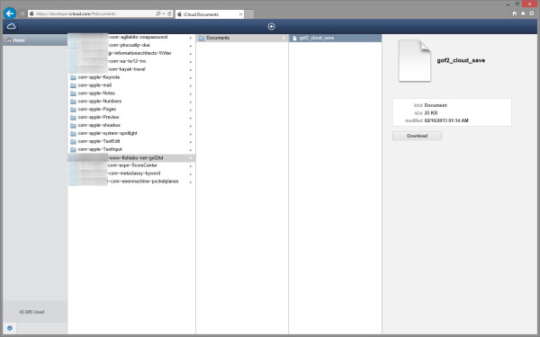 iCloud Developer Portal Document List