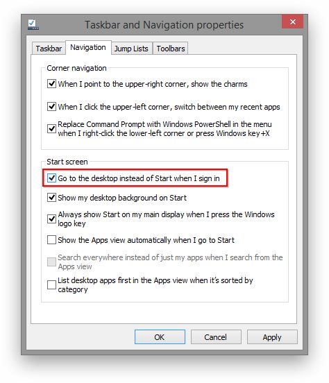 How to Boot to Desktop Windows 8.1