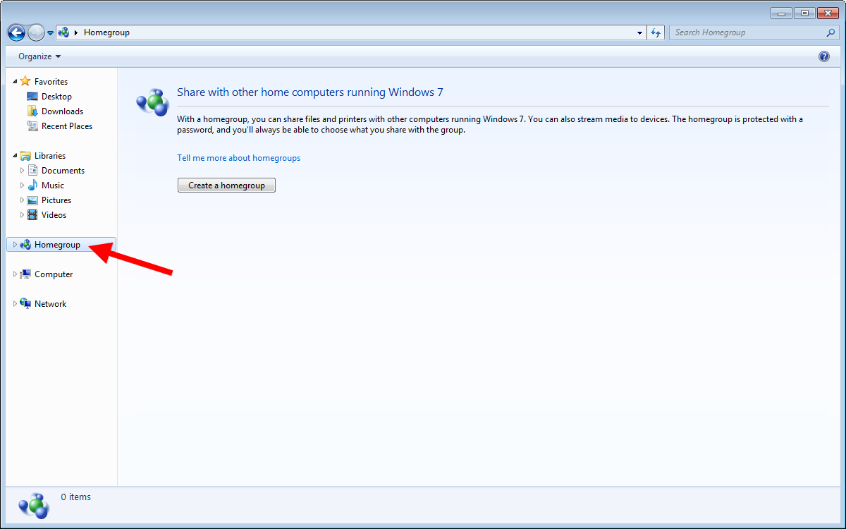 Disable HomeGroup Windows