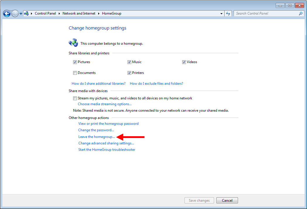Leave HomeGroup Windows