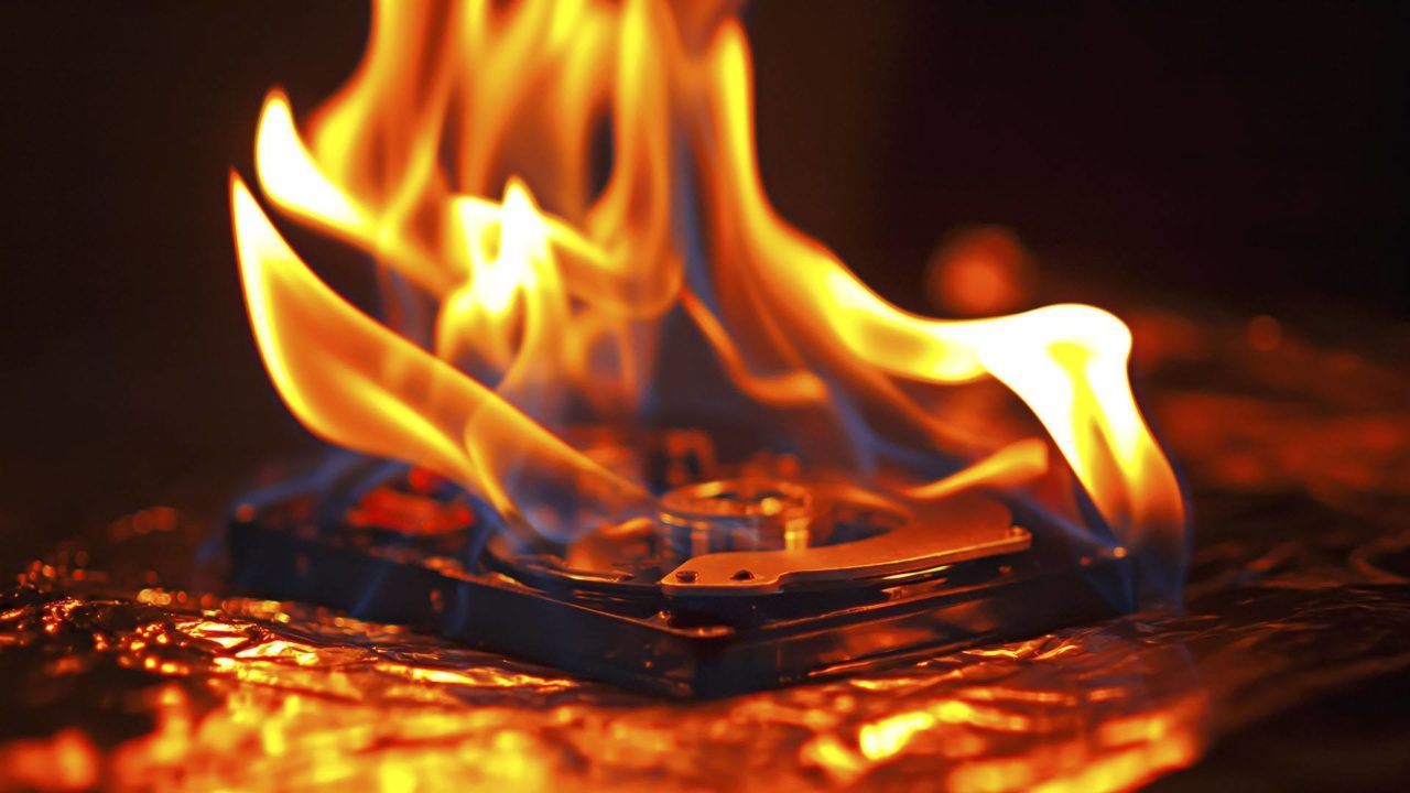 flaming hard drive
