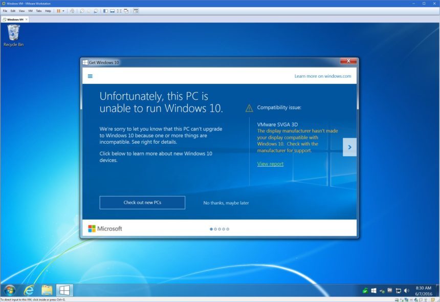 vmware windows 10 svga 3d not compatible