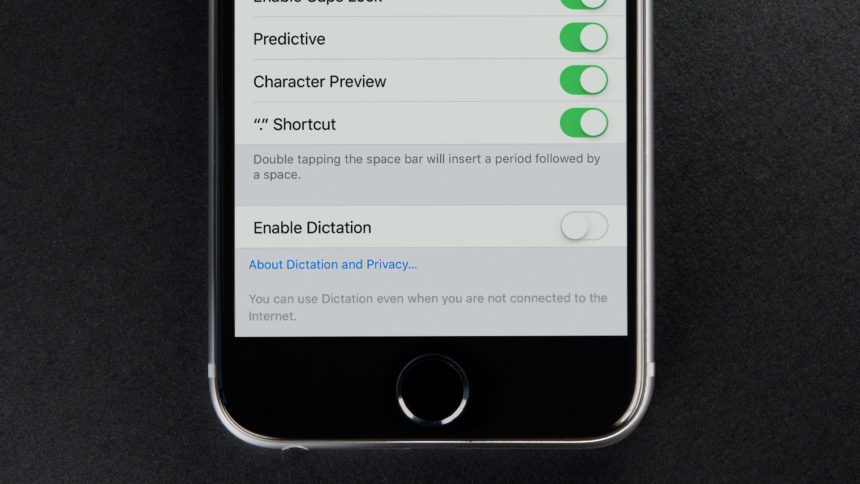 iphone disable dictation