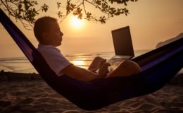 laptop hammock beach
