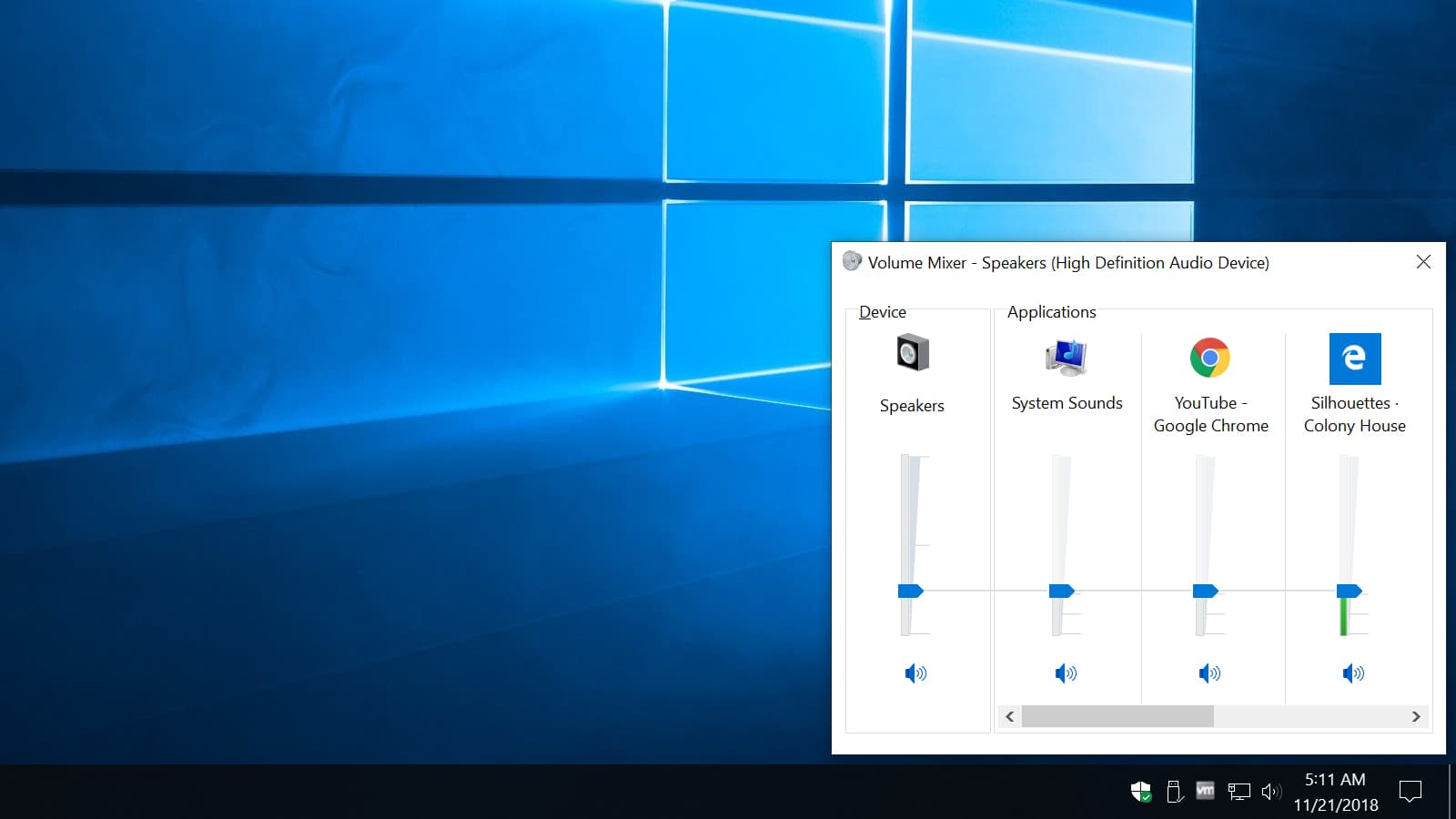 windows 10 volume mixer