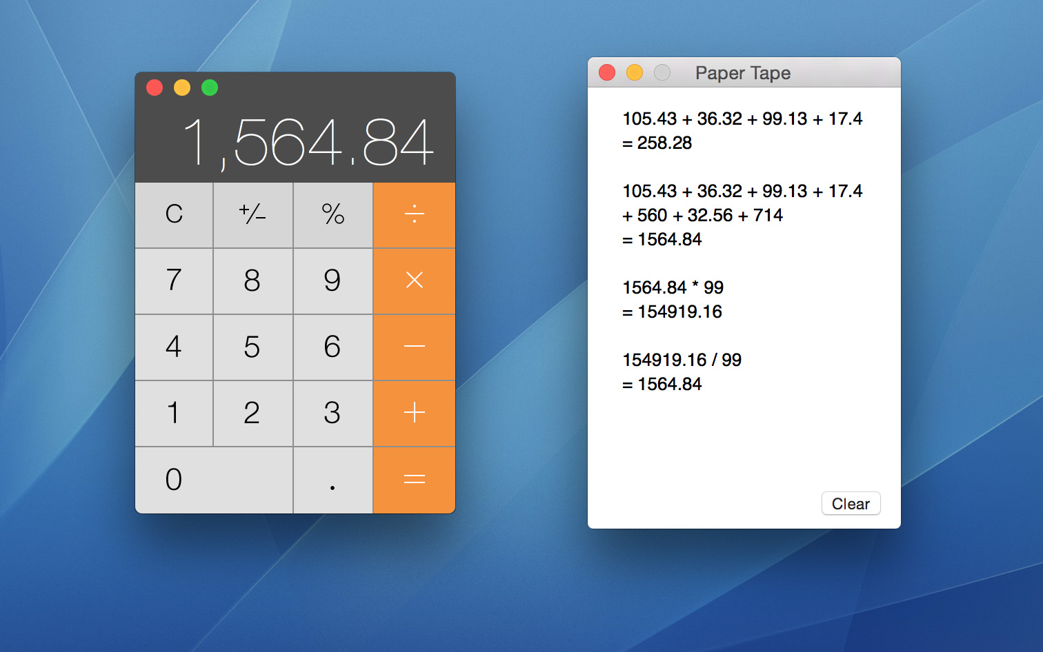 os x calculator paper tape
