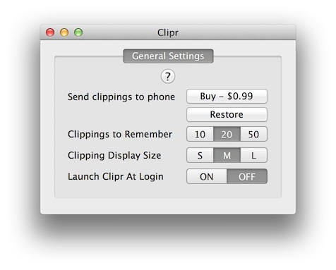 Clipr Preferences