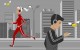 Distracted walking running headphones city